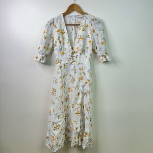 Reformation Maribel Linen Midi Dress Cottagecore Sustainable Romantic Coastal 2